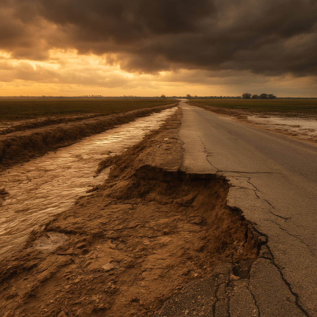 Central Valley Rural Roads — Winter storm flooding — rural road network
